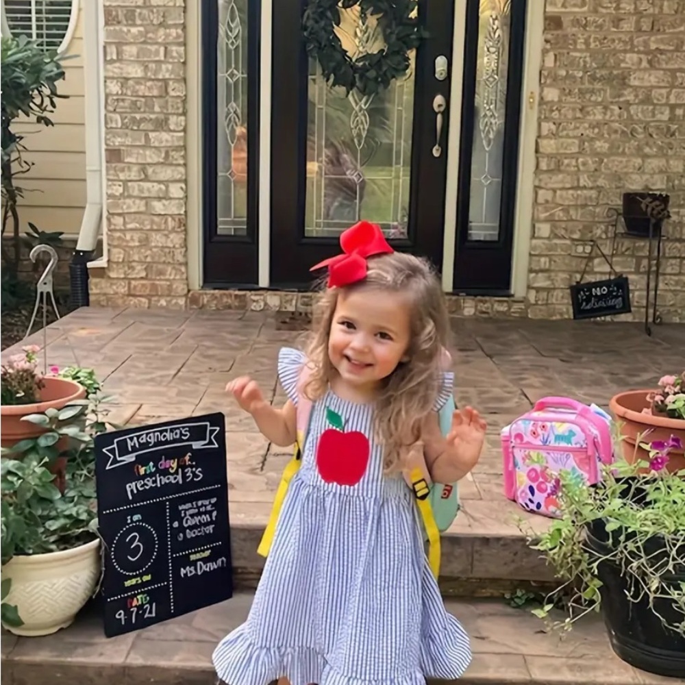 Red Apple Blue king dress for back to school